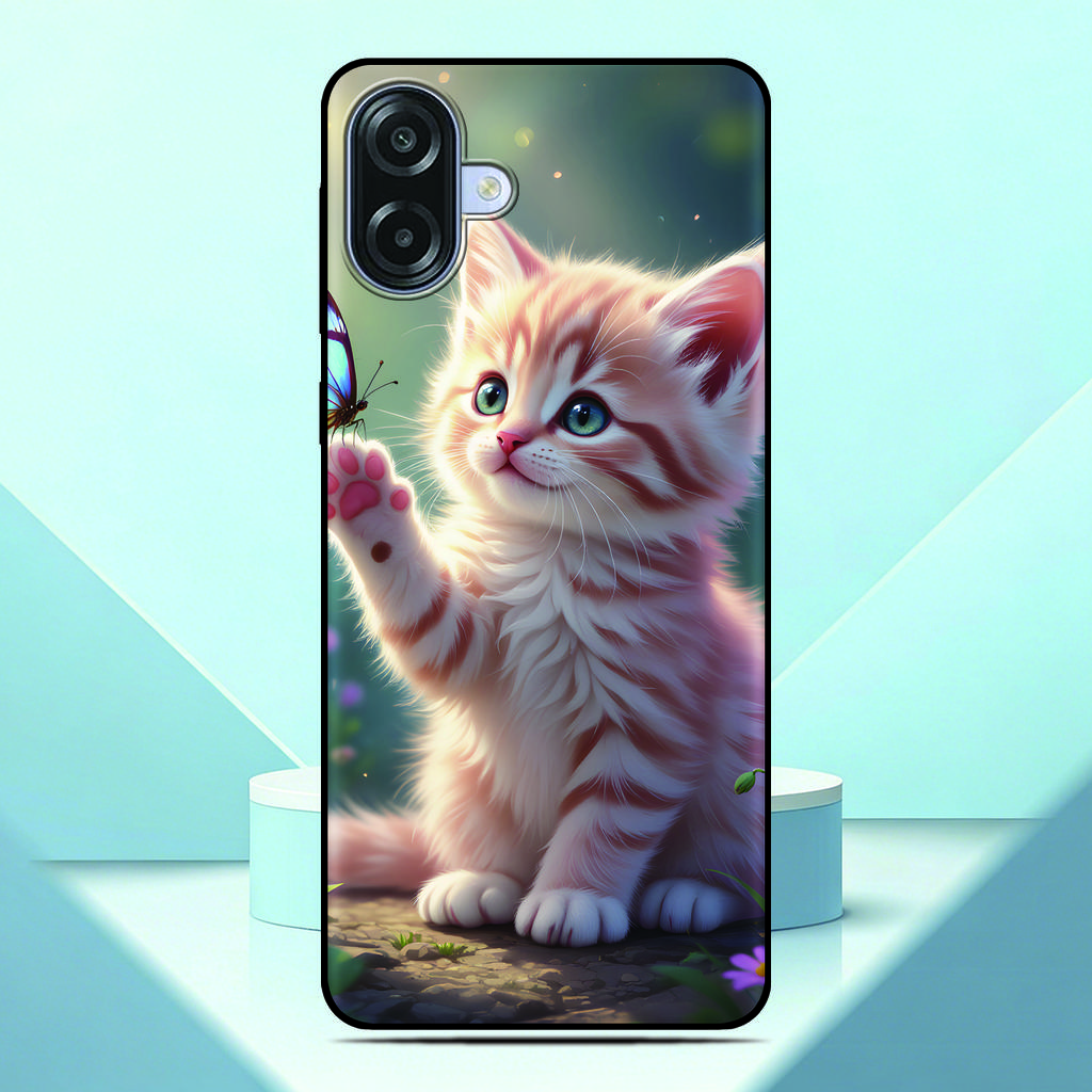 Lovely Kitten Anime Phone Case For Samsung Galaxy A07 4G Painted TPU Black Back Cover A 07 Soft Silicone Protective Fundas