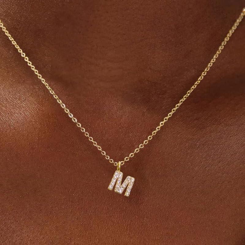 14k Gold-Plated Rhinestone Letter Necklace - Personalized Clavicle Chain Fashion Gift