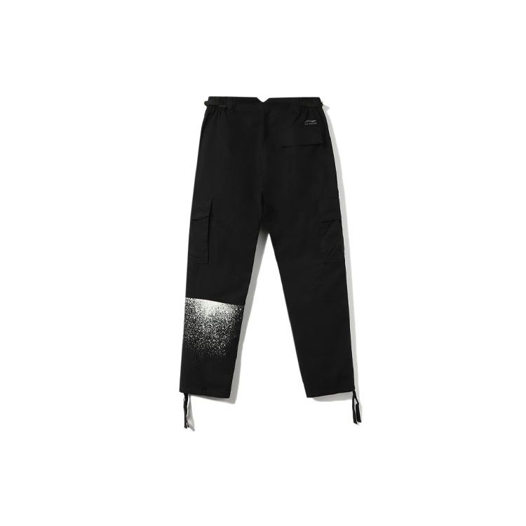 Li-Ning Ink Splash Loose Straight Leg Casual Pants Men bottoms Black AKXR395-1
