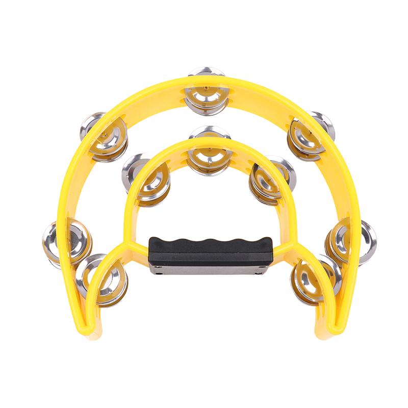 Hand Bell Double Row Rattle Orff Tambourine Double Layer Hand Bell Drum Percussion Instrument Handle Jingle Bell Educational Toy