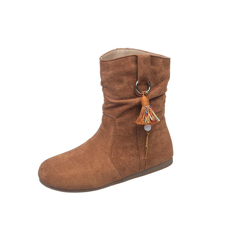 Retro short boots women's autumn new with skirt travel vacation western boots short boots