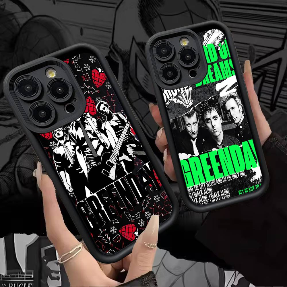 Rock Band G-Green Day Silicone Soft Phone Case For IPhone 17 16 15 14 Plus 13 12 Mini 11 Black Cover