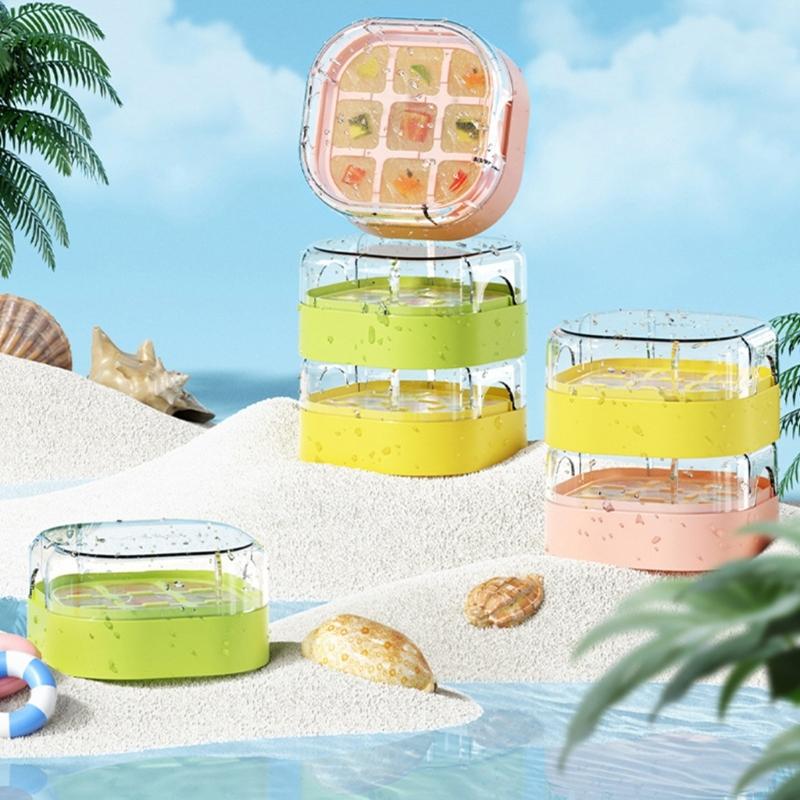 Easy To Disassemble Silicone Ice Mould with Lid Dishwasher Safe 9 Cells Ice Cubes Tray for Cocktails Use kitchen Tool