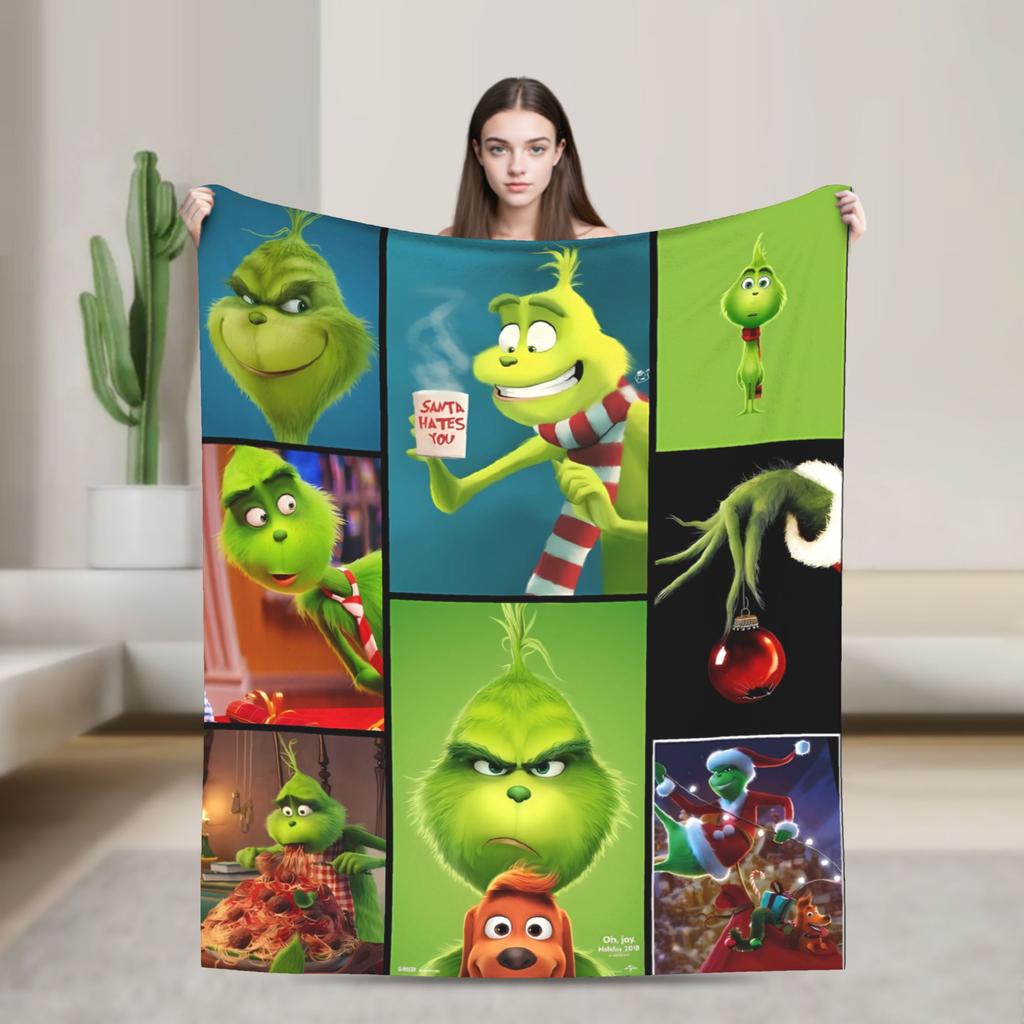 G-Grinchs Weihnachtsplaid Reisebüro Flanell Bettwäsche Überwürfe Für Schlafzimmer Super Weich Individuelle Qualität Tagesdecke Geschenkidee