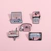 Pink Letter Stylish Pin Creative Alloy Brooch Featuring Radio And Vinyl Record