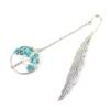 Vintage Tree of Life Bookmark - Handmade with Natural Crystal Chips & Antique Metal Feather