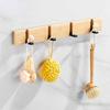 3/4/5 Hooks Door Back Hook Rack Natural Bamboo Towel Rack Sundries Storage Holder  Kitchen Use