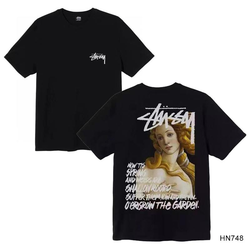 Stussy 2025 Sommer Neues Hochwertiges Rundhals-T-Shirt aus Baumwolle für Männer und Frauen Klassisches Logo mit neuem Musterdruck Paar-T-Shirt