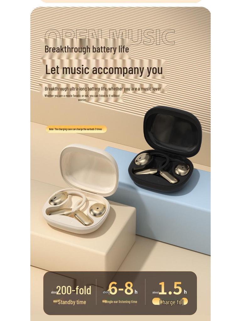 Multilingual AI Translation Bluetooth Earphones with Long Battery Life for Over-Ear Sports Use