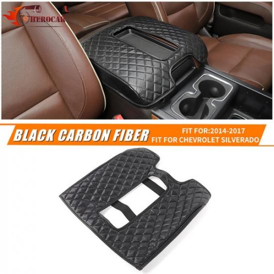 Center Console Armrest Pad Mat For Chevy Silverado/Suburban 2014-17 Carbon Fiber