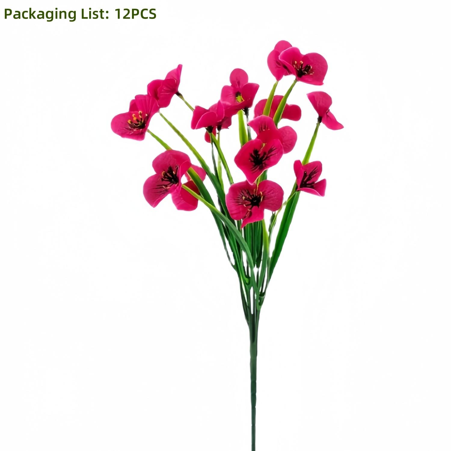 

12PCS Artificial Flowers, Summer and Autumn Decorative Fake Flowers-Home Decoration, Office, Hotel, Wedding, Party, Deco рожевий червоний колір