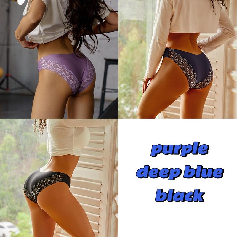 

Бесшовные трусики для женщин, 3 шт./компл., кружевные трусы, бесследное и дышащее нижнее белье с низкой талией, однотонное нижнее белье M