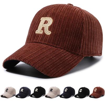 Pălărie bărbați și femei toamnă și iarnă nouă cu dungi ins tide litera R șapcă de baseball șapcă din velur cu limbă de rață