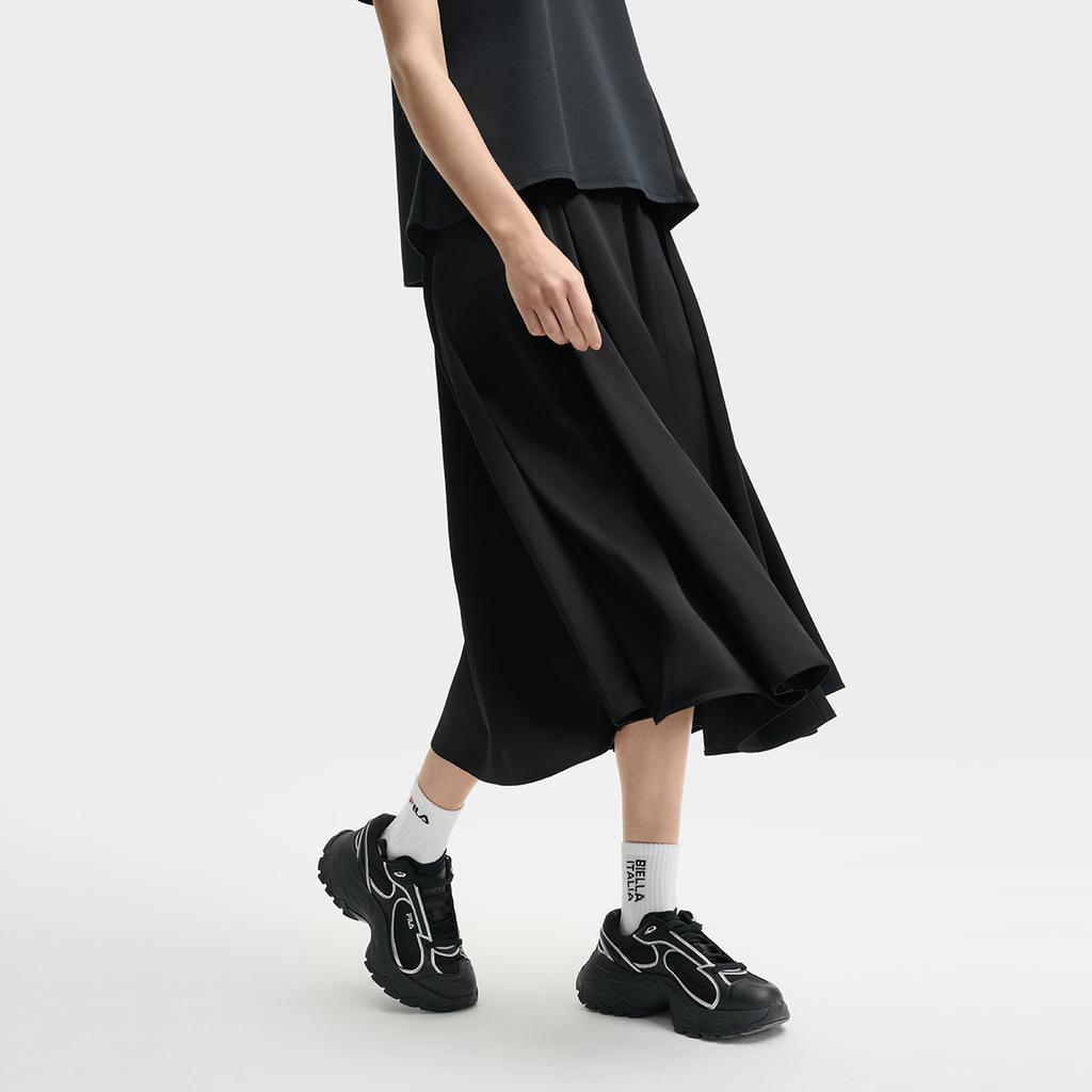 New FILA MILANO Collection Casual Long Skirt Women's Jet Black F11W525303F-BK