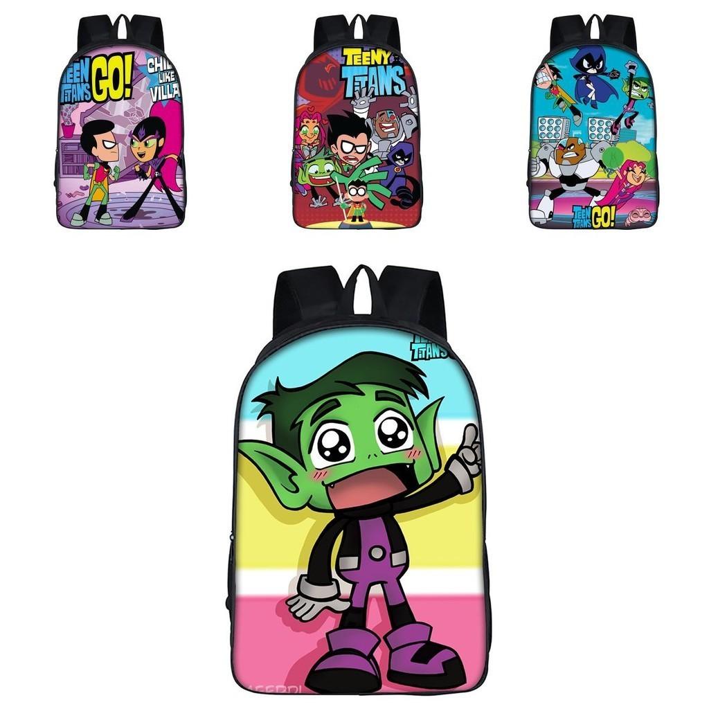 Teen Titans Go Kids Cartoon Backpack With Large Capacity And Smooth Zipper
