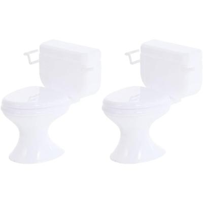 2 Pieces Miniature Toilet Dollhouse Miniature Furniture Toy for 1:12 Dollhouse Bathroom Accessories Fairies Garden Micro Landscape Dollhouse