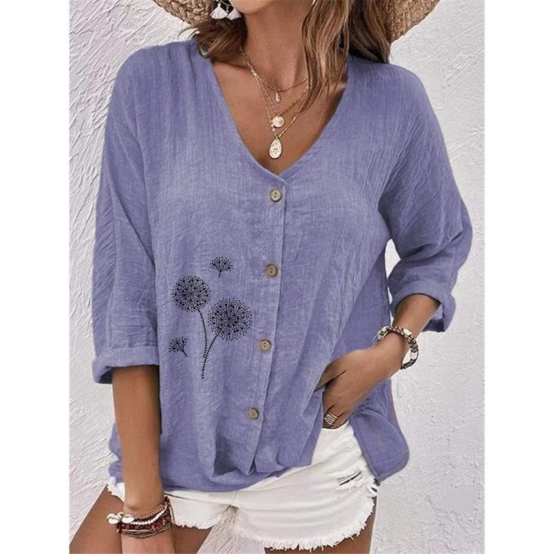IHUASU Women's Fashion Casual Long Sleeve V-Neck Blouses & Shirts Elegant