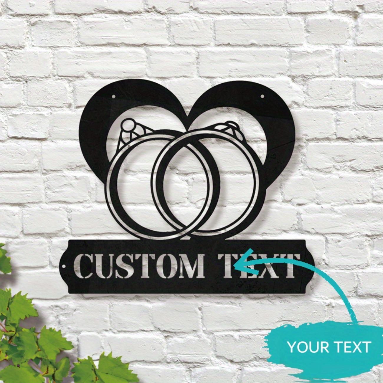

Personalized Metal Heart Ring Wall Art, Custom Name Love Sign, Unique Wedding Gift for Home Decor S чёрный