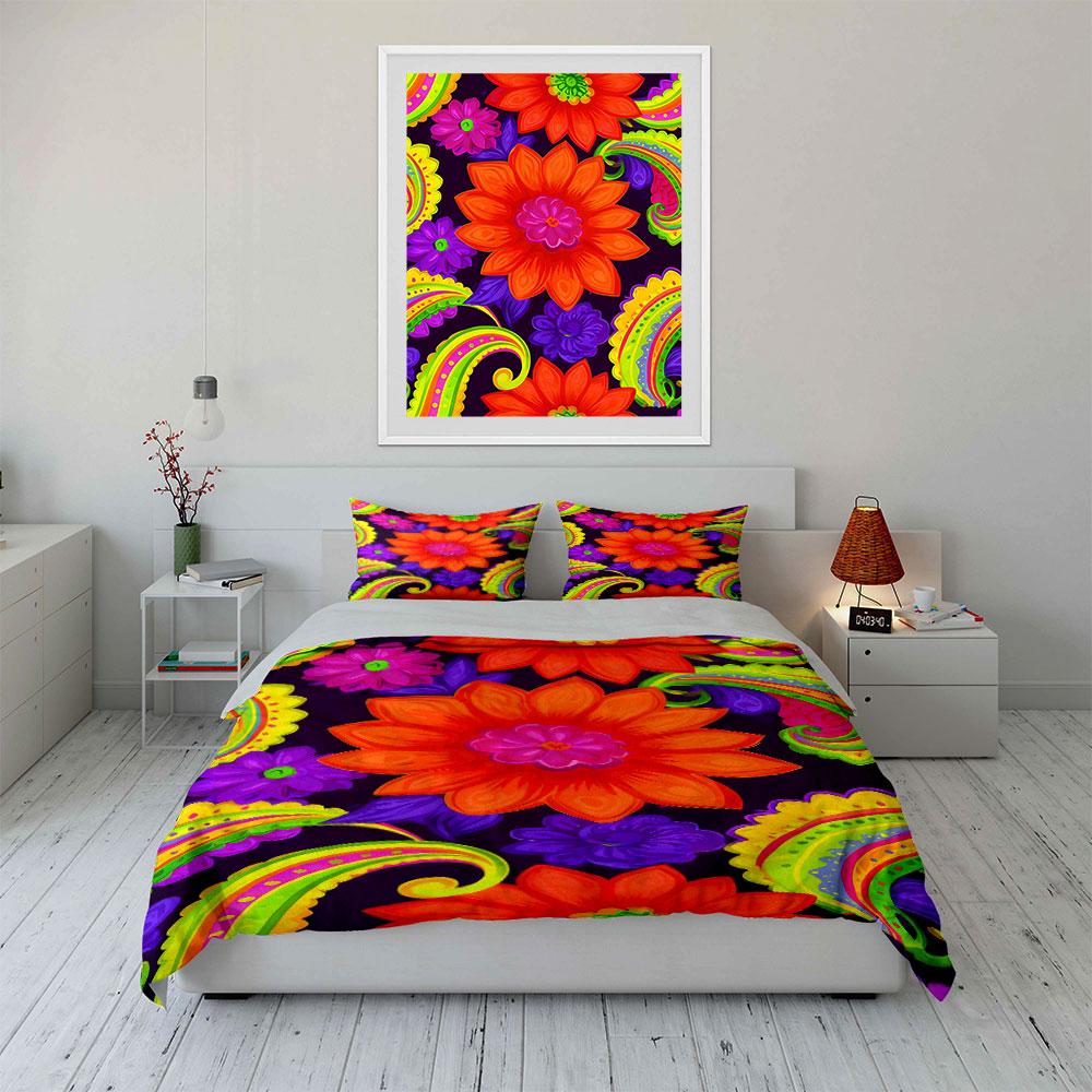 Bright Flowers and Paisley. Bedding Sets Duvet Cover Sets Duvet Covers Pillowcases(1 * Duvet Cover 2 * Pillowcases Without Duvet Insert)