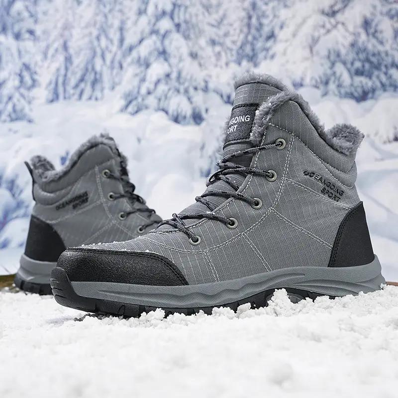 NeW Men Winter Snow Boots for Waterproof Leather Sneakers Super Warm Men's Boots Outdoor Male Hiking Boots Work Shoes Size 39-48