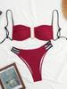 1011 New European and American Color Matching Sexy Lace-up Bikini Swimsuit Women's Three-point Beach Hot Spring Swimsuit