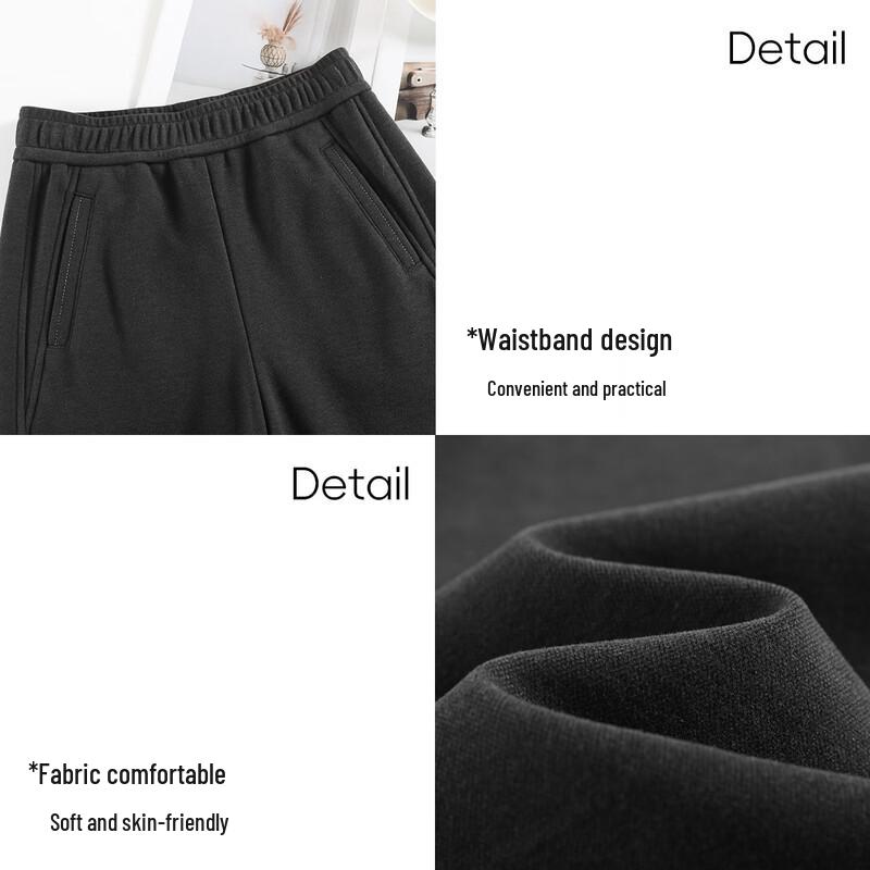 HSTYLE Women's Acetate Wool Blend Fleece Lined Wide-Leg Cropped Pants