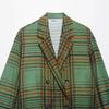 Cross-border foreign trade wholesale, European and American style plaid pendant suit jacket cover + nine-point flared pants set