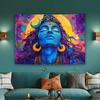 Abstract Shiva Wall Hanging with Meditative Pose, Om Symbol, and Golden Sun Halo