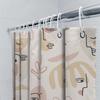 Contemporary Print Shower Curtain Set For Bathroom Decor Simple Modern Design With Face Shapes In Pink Beige Colors (180X274Cm)