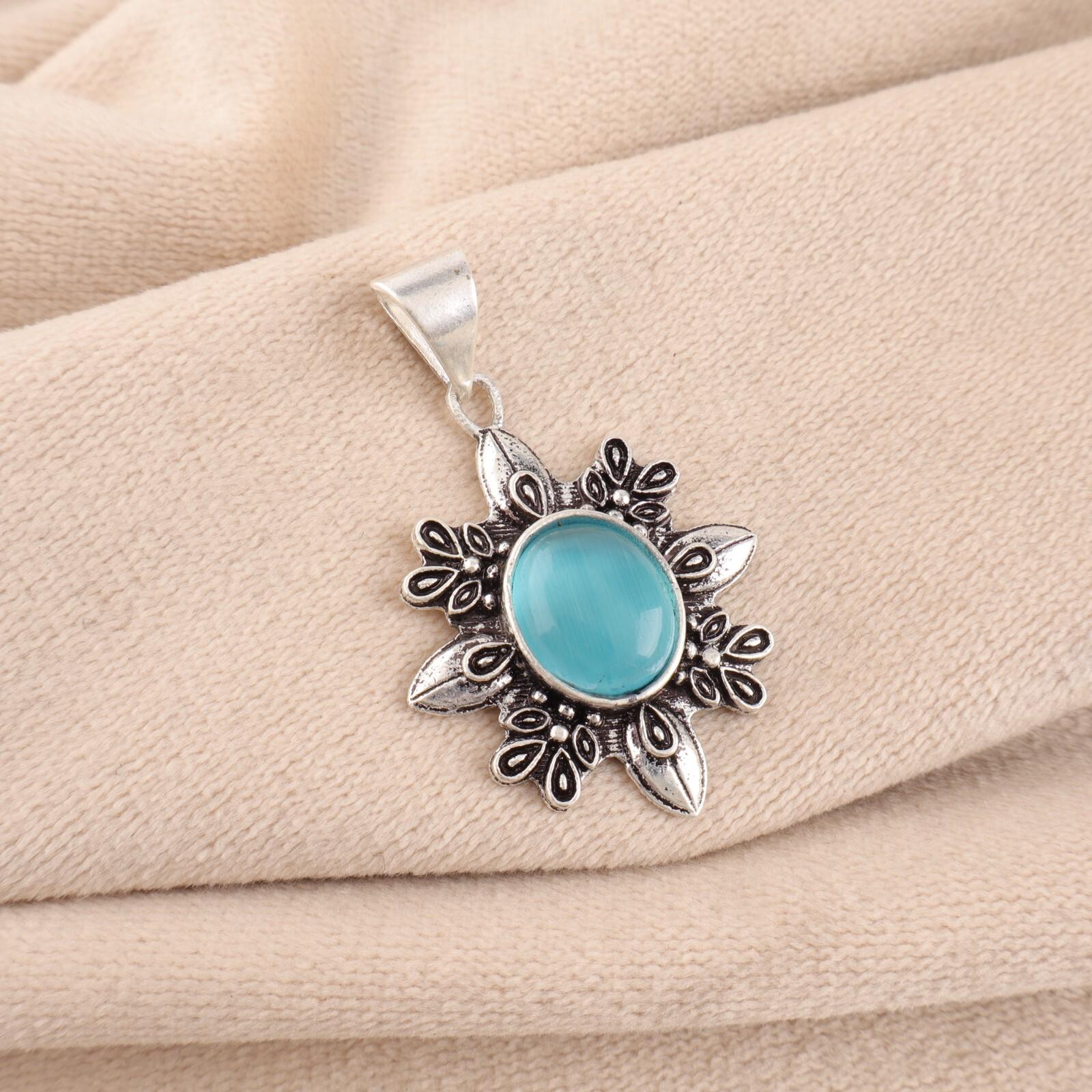 

Натуральный камень Кошачий глаз, ювелирное изделие из штампованного серебра 925 пробы, кулон ручной работы 1,62 CP-12-43