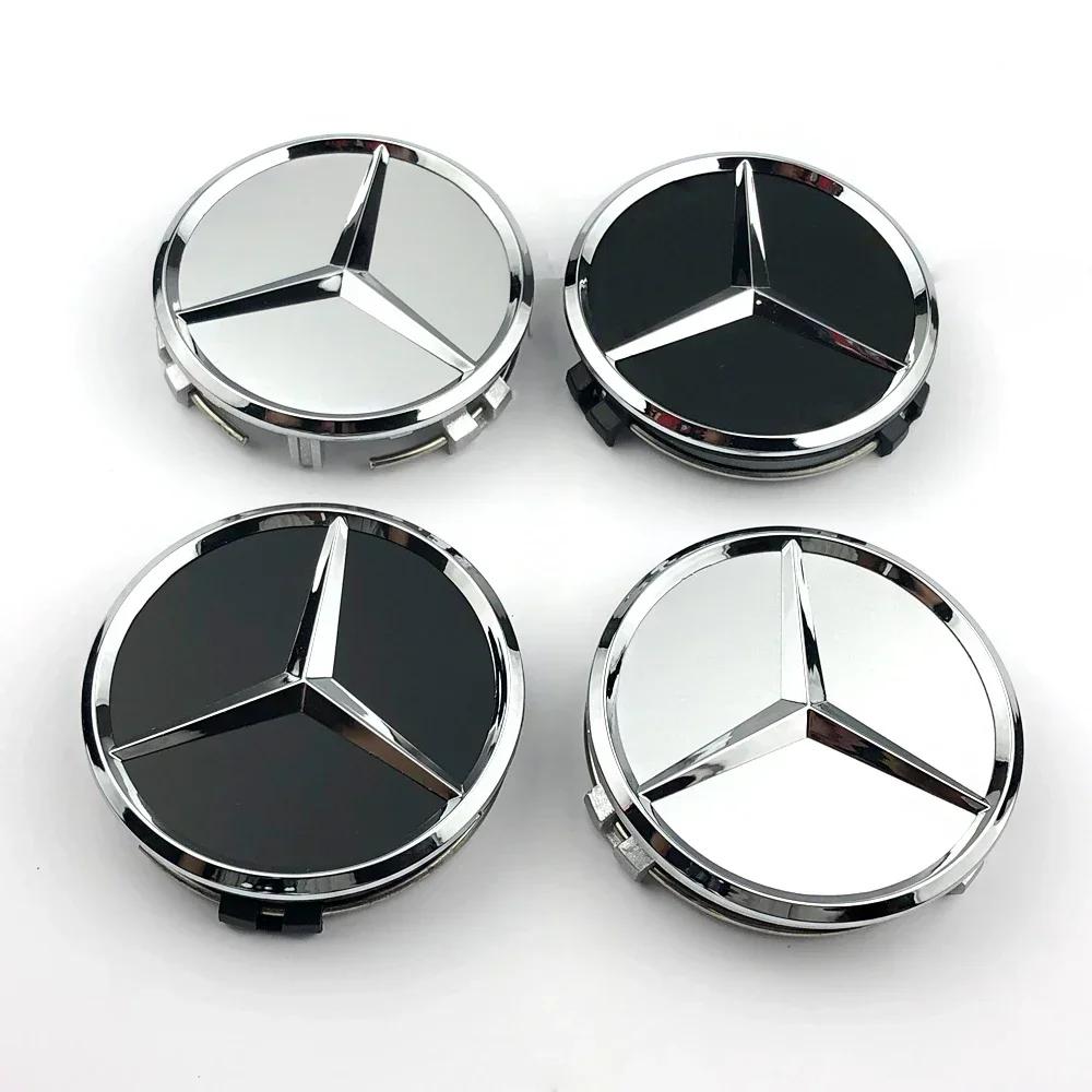 4pcs 75mm Car Wheel Center Hub Caps Cover Mercedes Benz B/C/E/S Class A Class C200L GLC GLK CLA W126 Auto Accessories