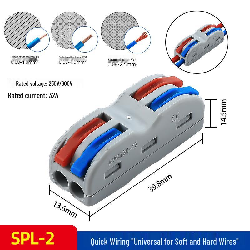 Quick Connector SPL-42/62, 2 In 2 Out Wire Terminal for Downlight and Household Solid