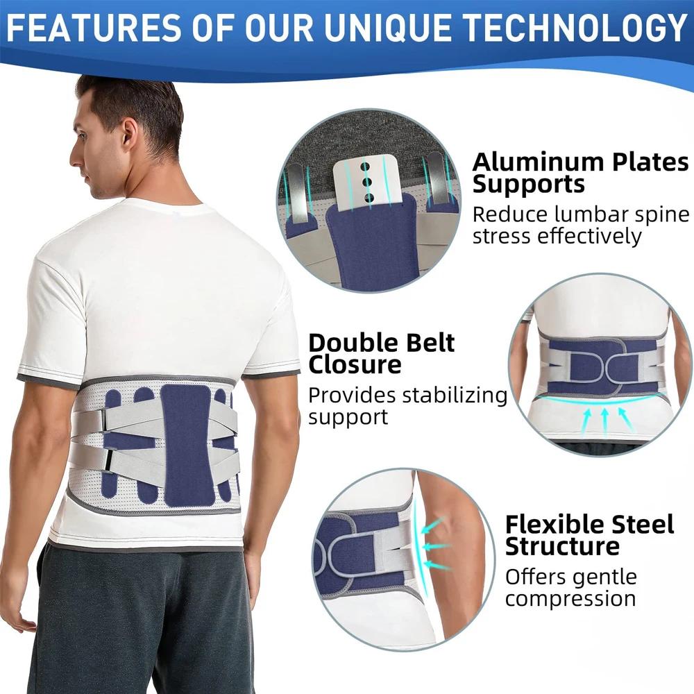 Durable And Safe Lower Back Support With Ergonomic Lumbar Pad For Spinal Alignment Sciatica Scoliosis And Herniated Discs - Waist Brace Men Women