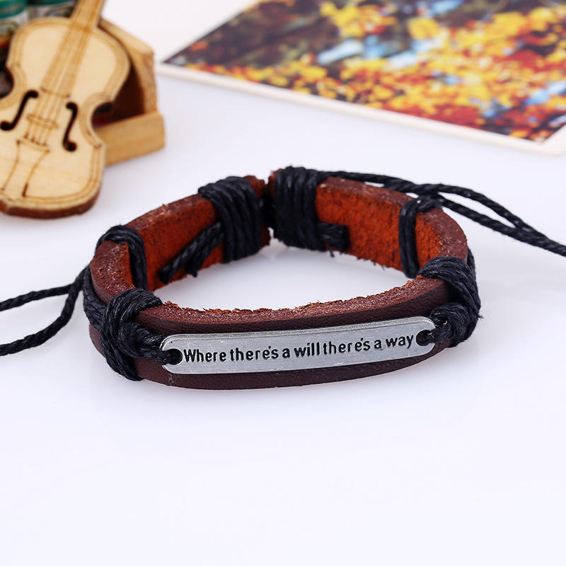 Мужской модный браслет из натуральной кожи в стиле панк, браслет-браслет чёрный