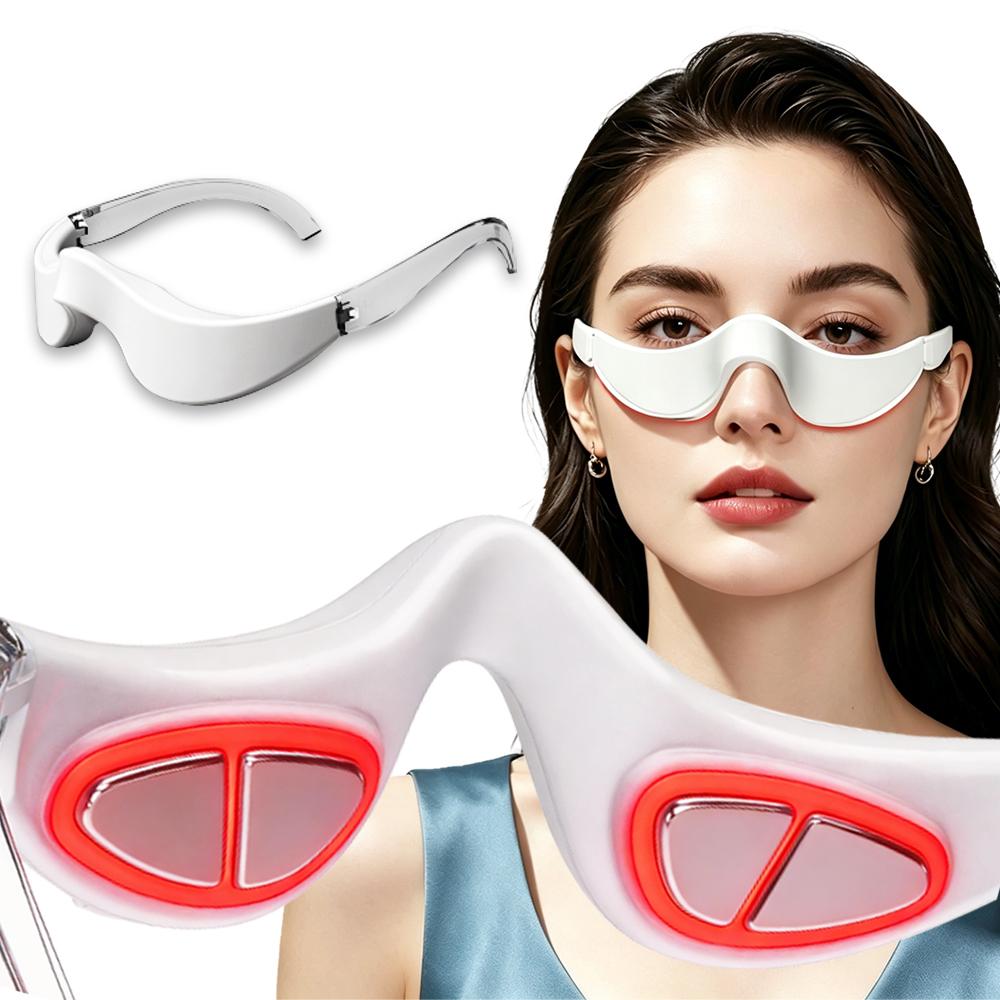 3D Glasses Style Eye Massager Microcurrent & Red Light Therapy Under Eye Lifting Massager for Dark Circles bPuffiness Wrinkles Rechargeable Portable