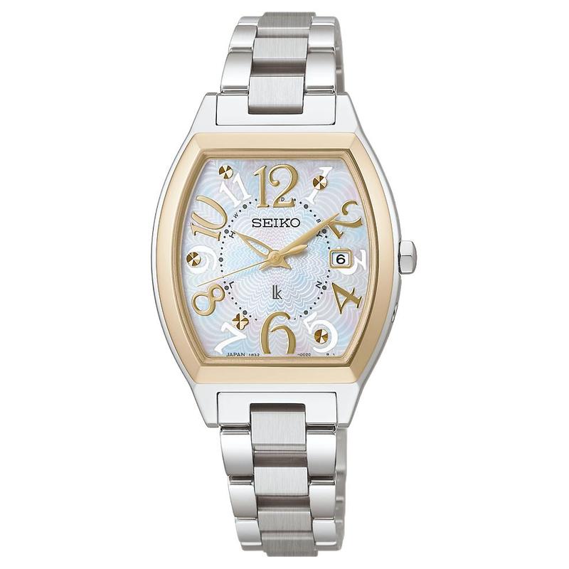 

SEIKO Lukia Happy series 100 meters waterproof calendar radio wave correction solar Quartz titanium strap 27.7*37mm women s watch mother-of-pe SSQW100 синій