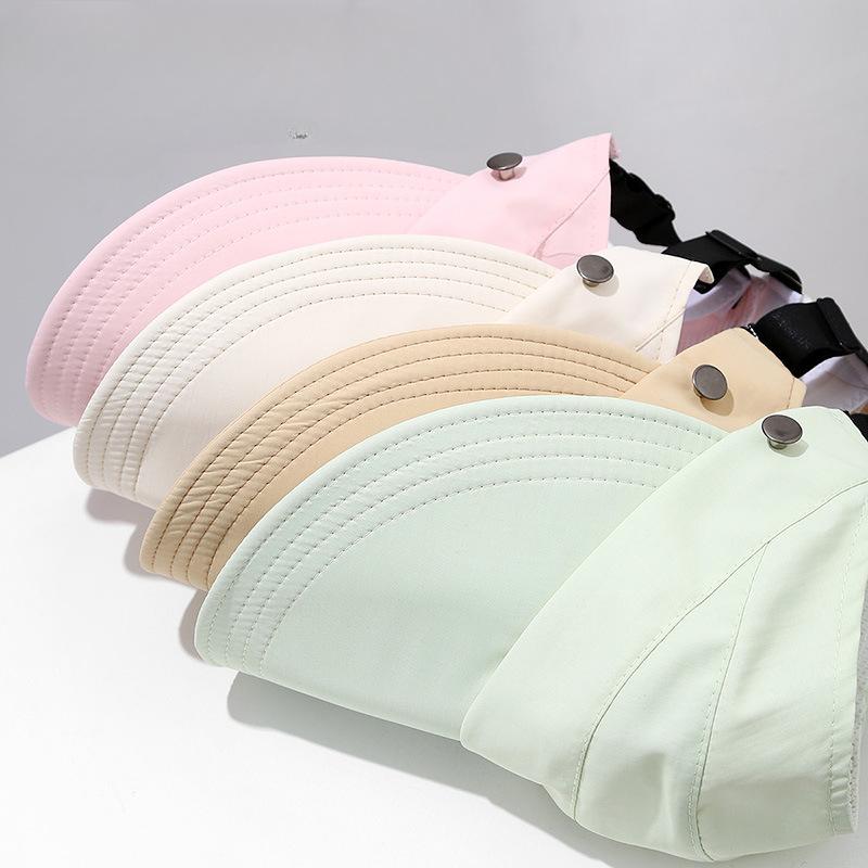 Women's Summer Half Visor Sun Hat UV Protection Bucket Cap Sunshade Hat with Duckbill Brim