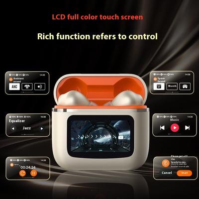 LCD Full Color Smart Screen TWS Wireless Bluetooth Noise Reduction Headset Long Battery Life