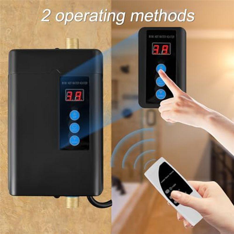 A20F-Tankless Water Heater Electric, 3000W 110V Instant Hot Water Heater With Remote Control Digital Display US Plug