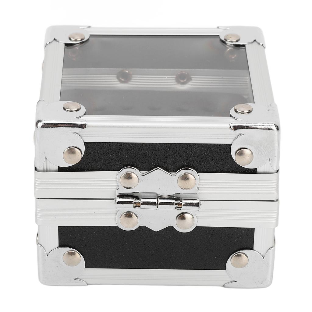 Nail Drill Bits Storage Box 25 Holes Transparent Clamshell Lock Design Dustproof Nail Drill Bits Desktop Container