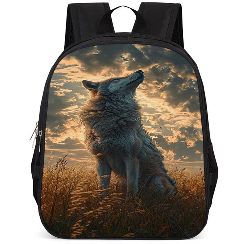 Large Capacity Wolf Animal Backpack For Kids Lightweight And Comfortable Oxford Fabric