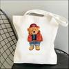 Harajuku Cute Bear Art Shoulder Bags Kawaii Tote Handbag Canvas Girl Environmental Large Capacity Portable Shopping Bag
