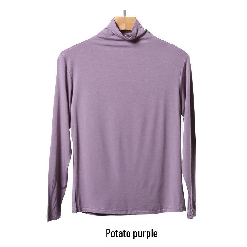 Women's Black Half-High Collar Long-Sleeve Shirt - Korean Style, 2025 Spring/Autumn