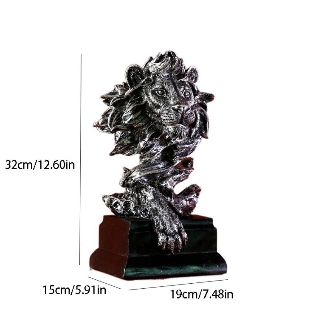 Home Decoration Resin Aesthetic Lion Statue Vintage Art Lion Figurine Sculpture Modern Nordic Style Animal Ornament Desktop