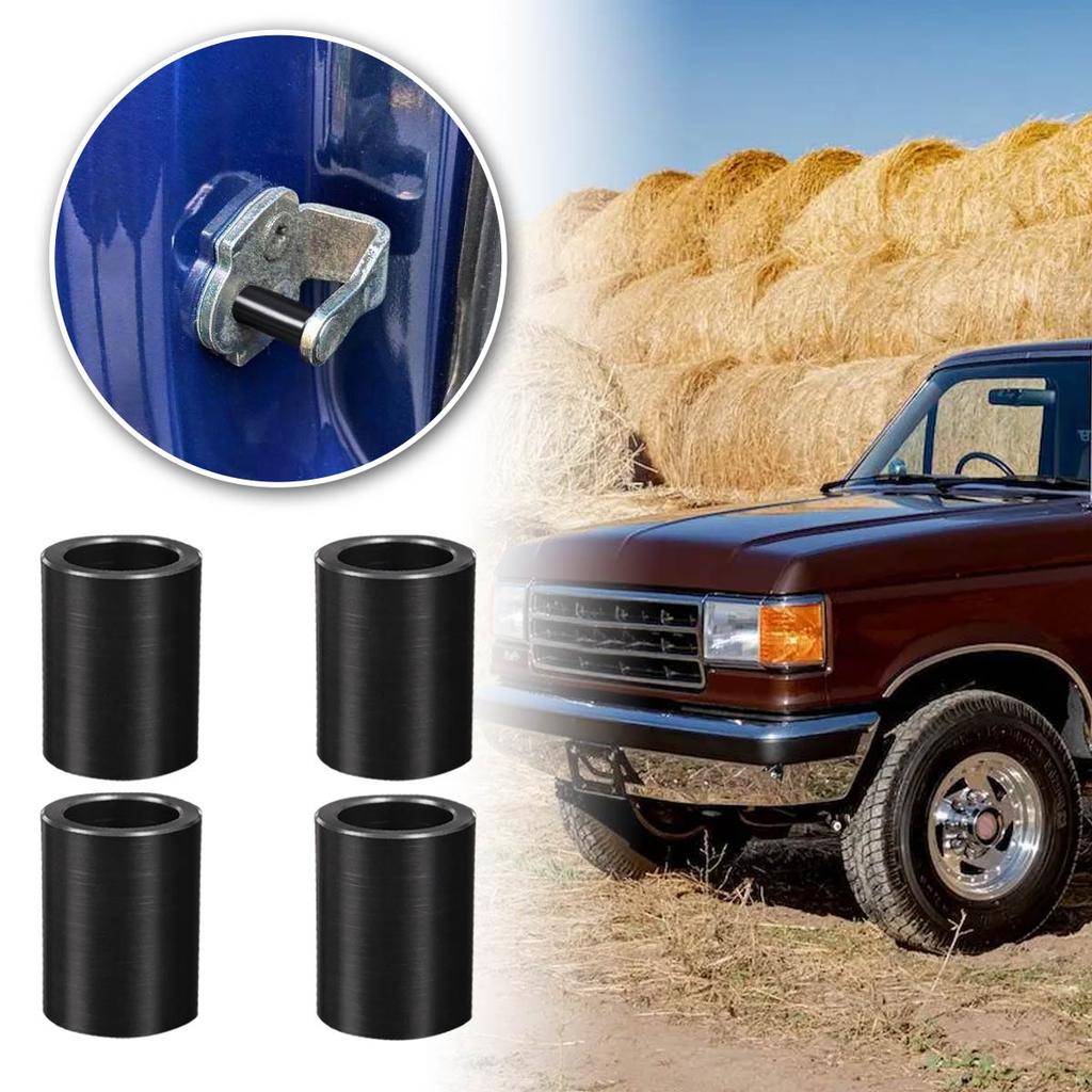 4pcs Door Lock Striker Bushing Black POM Black For Ford F150 F250 F350 1980-1996 Accessory POM Material Durability