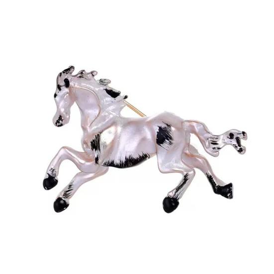 Oil Dripping Running Horse Brooch Sweater Cardigan Coat Business Suit Zodiac Animal Lapel Pin Men Women Fashion Jewelry Clothing Accessories