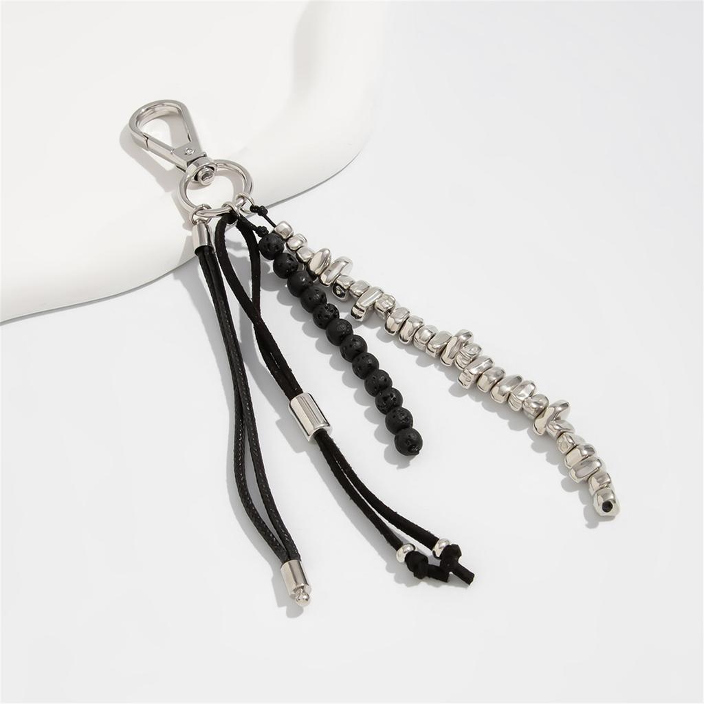 Unique Geometric Bead Bag Chain Keychain Charm With Tassel Accent For Purse Keys Jewelry Accessories Decoration