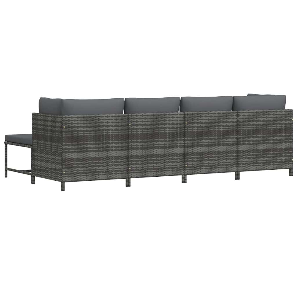vidaXL 4-tlg. Garten-Lounge-Set mit Kissen Poly Rattan Grau