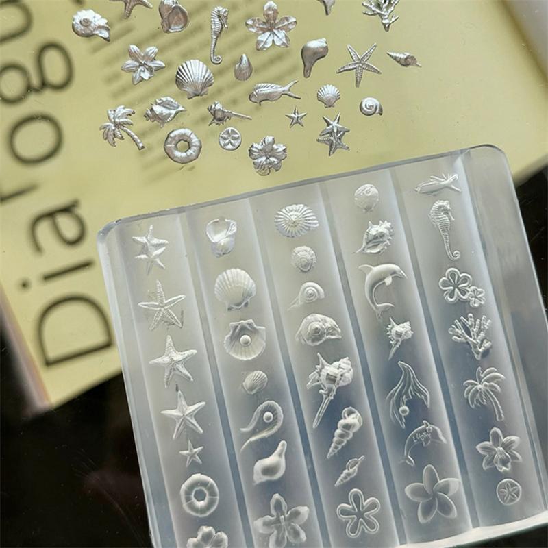 Summer Sea Shell Theme Silicone Mold For 3D Carving Nail Art Mold Manicure Salon Diy Resin Craft Making Mold Solft Silicone Mold