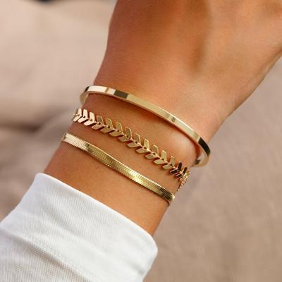 Fashion Snake Fishbone Chain Bracelet Women Vintage Gold Color Stainless Steel Chain Bracelet For Women Jewelry Gift